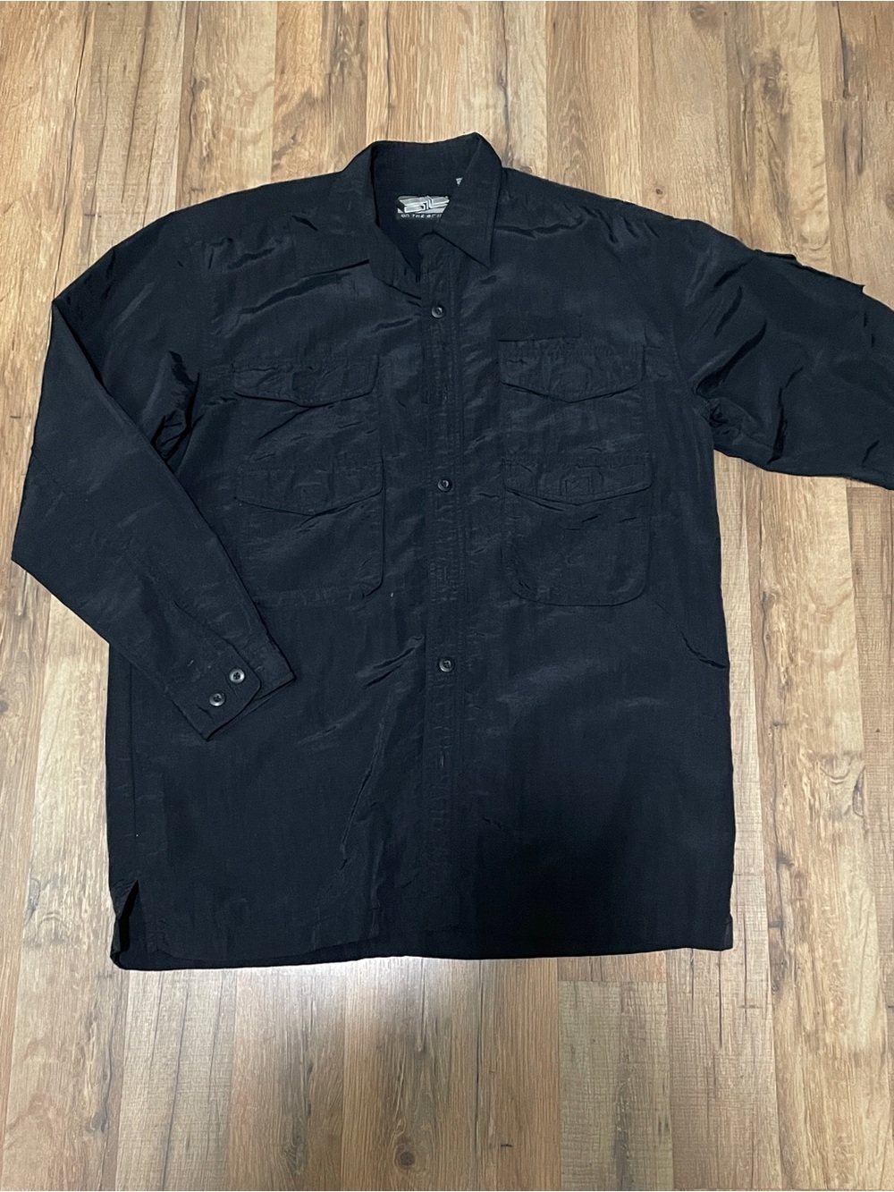On the Brink Men’s Black Nylon Utility Cargo Shirt Y2K Size M